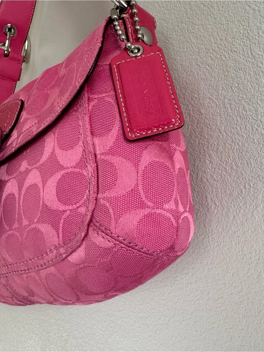 Vintage Y2K Hot Pink Coach Signature Soho Buckle Shoulder Bag